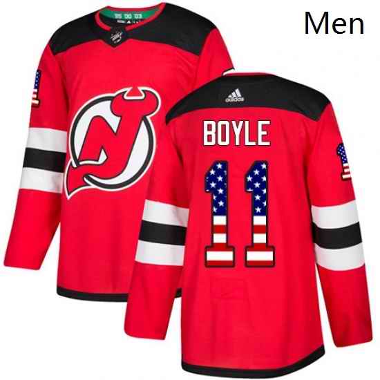 Mens Adidas New Jersey Devils 11 Brian Boyle Authentic Red USA Flag Fashion NHL Jersey